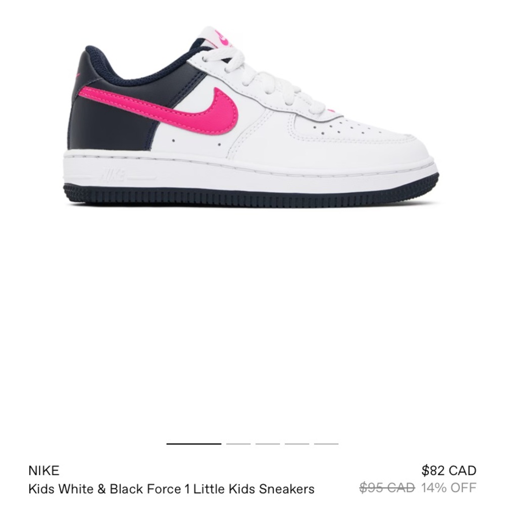 Nike Kids White Black and Pink Force 1 Sneakers